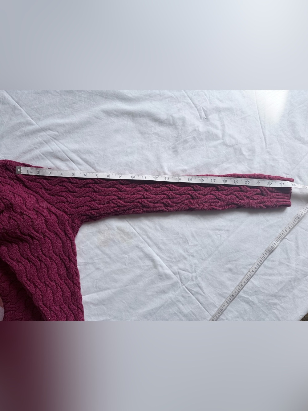 Cable Knit Long Sleeve Sweater - Berry - Picture 6 of 6